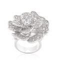 Big Flower CZ Diamond 925 Sterling Silver Ring Jewelry